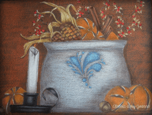 Autumn Vignette Colored Pencil Design with bonus basket instructions